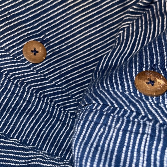 Free People Rumors Yarn Dye Stripe Paper Bag Pants Blue and White Striped - Picture 11 of 11